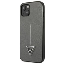 Guess Saffiano Triangle Logo Case - Etui iPhone 13 mini (srebrny)