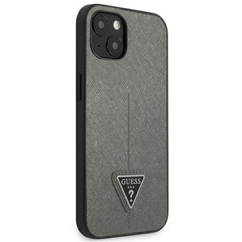 Guess Saffiano Triangle Logo Case - Etui iPhone 13 mini (srebrny)