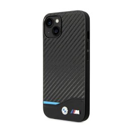 BMW Leather Carbon Blue Line - Etui iPhone 14 (Czarny)