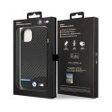 BMW Leather Carbon Blue Line - Etui iPhone 14 Plus (Czarny)