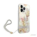 Guess Flower Cord - Etui ze smyczką iPhone 14 Pro Max (fioletowy)