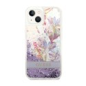 Guess Liquid Glitter Flower - Etui iPhone 14 Plus (fioletowy)