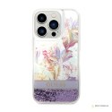 Guess Liquid Glitter Flower - Etui iPhone 14 Pro Max (fioletowy)