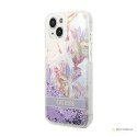 Guess Liquid Glitter Flower - Etui iPhone 14 (fioletowy)