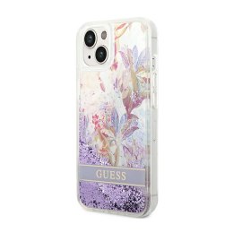 Guess Liquid Glitter Flower - Etui iPhone 14 (fioletowy)