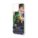Guess Liquid Glitter Flower - Etui iPhone 14 (niebieski)