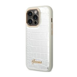 Guess Croco Collection - Etui iPhone 14 Pro (srebrny)