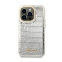 Guess Croco Collection - Etui iPhone 14 Pro (srebrny)