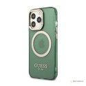 Guess Gold Outline Translucent MagSafe - Etui iPhone 13 Pro Max (zielony)