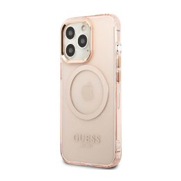 Guess Gold Outline Translucent MagSafe - Etui iPhone 13 Pro (różowy)