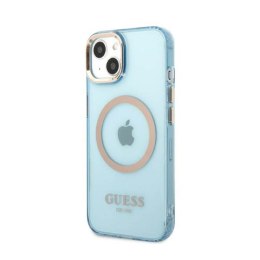 Guess Gold Outline Translucent MagSafe - Etui iPhone 13 (niebieski)