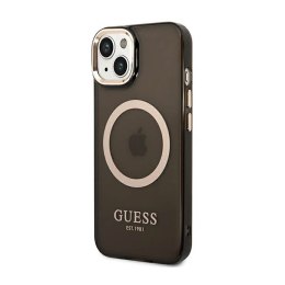 Guess Gold Outline Translucent MagSafe - Etui iPhone 14 (czarny)