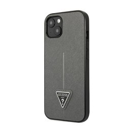 Guess Saffiano Triangle Logo Case - Etui iPhone 14 Plus (srebrny)