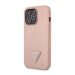 Guess Saffiano Triangle Logo Case - Etui iPhone 14 Pro Max (różowy)