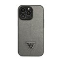 Guess Saffiano Triangle Logo Case - Etui iPhone 14 Pro Max (srebrny)