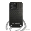 Karl Lagerfeld Leather Textured and Chain - Etui iPhone 13 Pro (czarny)