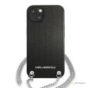 Karl Lagerfeld Leather Textured and Chain - Etui iPhone 13 (czarny)