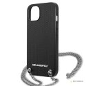 Karl Lagerfeld Leather Textured and Chain - Etui iPhone 13 mini (czarny)