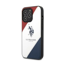US Polo Assn Tricolor Embossed - Etui iPhone 14 Pro Max (biały)