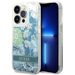 Guess Liquid Glitter Flower - Etui iPhone 14 Pro Max (zielony)