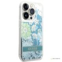 Guess Liquid Glitter Flower - Etui iPhone 14 Pro Max (zielony)