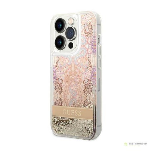 Guess Liquid Glitter Paisley - Etui iPhone 14 Pro Max (złoty) Guess Liquid Glitter Paisley - Etui iPhone 14 Pro Max (złoty)