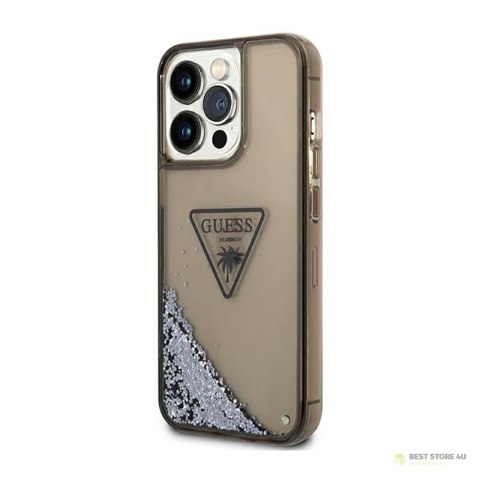 Guess Liquid Glitter Triangle Logo Case - Etui iPhone 14 Pro Max (czarny) Guess Liquid Glitter Triangle Logo Case - Etui iPhone 14 Pro Max (czarny)