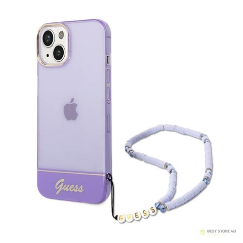 Guess Translucent Pearl Strap - Etui iPhone 14 Plus (fioletowy)