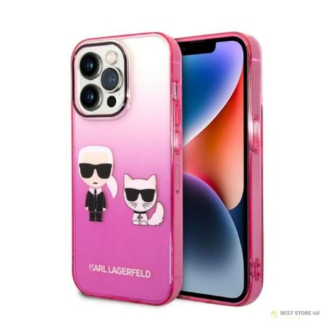 Karl Lagerfeld Gradient Ikonik Karl & Choupette - Etui iPhone 14 Pro Max (różowy)