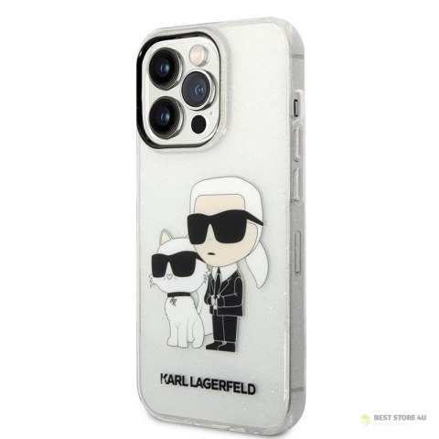 Karl Lagerfeld IML Glitter NFT Karl & Choupette - Etui iPhone 14 Pro Max (przezroczysty)