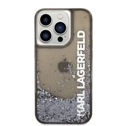 Karl Lagerfeld Liquid Glitter Translucent Elongated Logo Case - Etui iPhone 14 Pro Max (czarny)