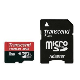 Transcend Memory MicroSDHC - Karta pamięci 8 GB UHS-1 U1 45MB/s z adapterem