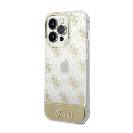 Guess 4G Stripe Script Logo Electroplated Pattern - Etui iPhone 14 Pro Max (złoty)