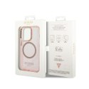 Guess Gold Outline Translucent MagSafe - Etui iPhone 14 Pro (różowy)