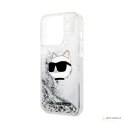 Karl Lagerfeld Liquid Glitter NFT Choupette Head - Etui iPhone 14 Pro Max (srebrny)