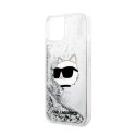 Karl Lagerfeld Liquid Glitter NFT Choupette Head - Etui iPhone 14 (srebrny)