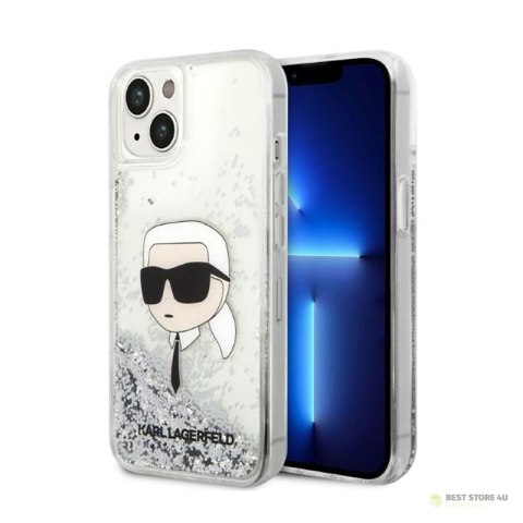 Karl Lagerfeld Liquid Glitter NFT Karl's Head - Etui iPhone 14 Plus (srebrny)