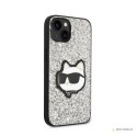 Karl Lagerfeld NFT Glitter Choupette Patch - Etui iPhone 14 Plus (srebrny)