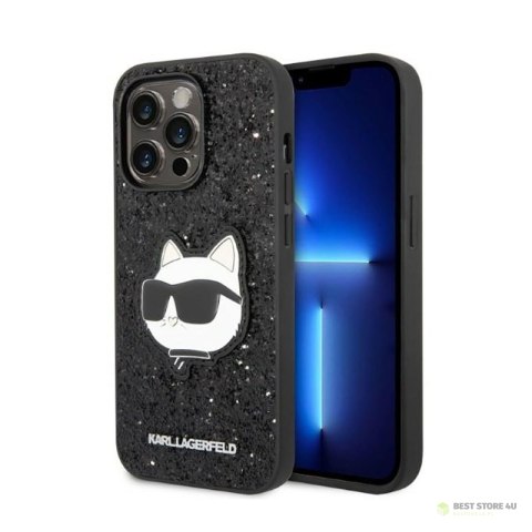 Karl Lagerfeld NFT Glitter Choupette Patch - Etui iPhone 14 Pro (czarny)