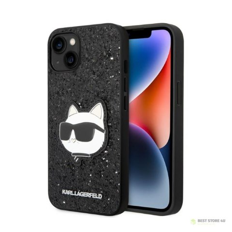 Karl Lagerfeld NFT Glitter Choupette Patch - Etui iPhone 14 (czarny)