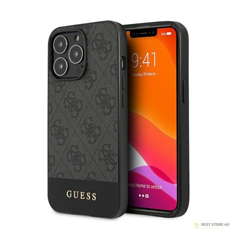 Guess 4G Bottom Stripe Collection - Etui iPhone 13 Pro (szary)