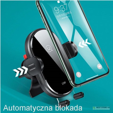 USAMS US-CD132 - Uchwyt samochodowy z ładowaniem bezprzewodowym 15W (czarny) USAMS US-CD132 - Uchwyt samochodowy z ładowaniem bezprzewodowym 15W (czarny)