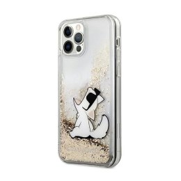 Karl Lagerfeld Liquid Glitter Choupette Fun - Etui iPhone 12 / iPhone 12 Pro (złoty)