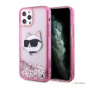 Karl Lagerfeld Liquid Glitter NFT Choupette Head - Etui iPhone 12 / iPhone 12 Pro (różowy)