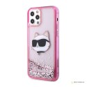 Karl Lagerfeld Liquid Glitter NFT Choupette Head - Etui iPhone 12 / iPhone 12 Pro (różowy)