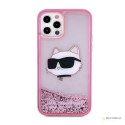 Karl Lagerfeld Liquid Glitter NFT Choupette Head - Etui iPhone 12 / iPhone 12 Pro (różowy)