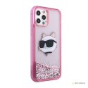 Karl Lagerfeld Liquid Glitter NFT Choupette Head - Etui iPhone 12 / iPhone 12 Pro (różowy)