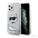 Karl Lagerfeld Liquid Glitter NFT Choupette Head - Etui iPhone 12 / iPhone 12 Pro (srebrny)