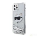 Karl Lagerfeld Liquid Glitter NFT Choupette Head - Etui iPhone 12 / iPhone 12 Pro (srebrny)