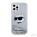 Karl Lagerfeld Liquid Glitter NFT Choupette Head - Etui iPhone 12 / iPhone 12 Pro (srebrny)